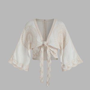 Cider Ivory Embroidered crop top